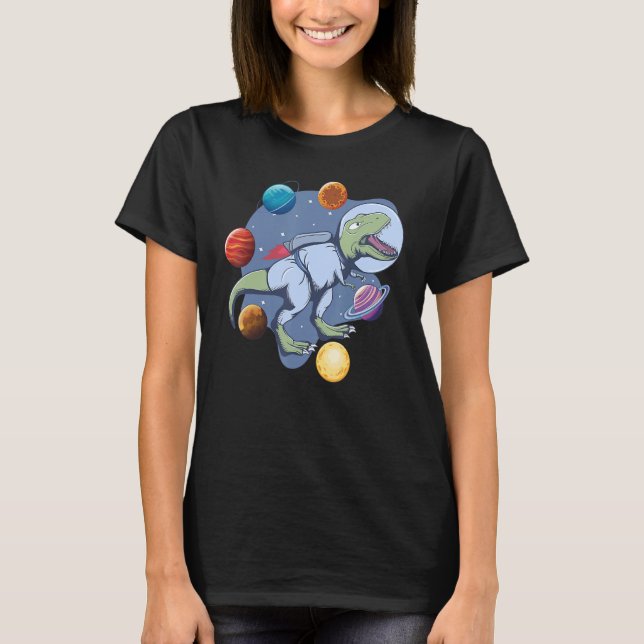 Astronaut Dinosaur In Space Travel Galaxy Dinosaur T-Shirt (Vorderseite)