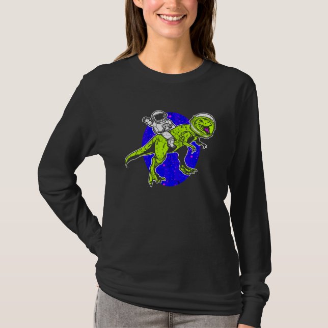 Astronaut Dinosaur Science Fiction Space Travel T-Shirt (Vorderseite)