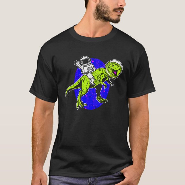 Astronaut Dinosaur Science Fiction Space Travel T-Shirt (Vorderseite)
