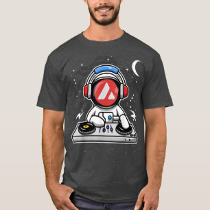 Astronaut DJ Avalanche AVAX-Münze zum Mondkrypt T-Shirt
