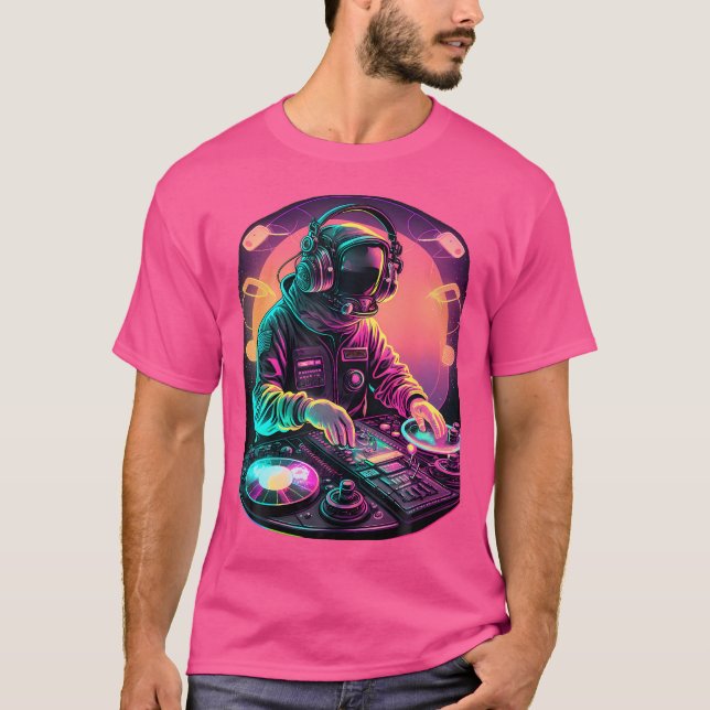 Astronaut DJ Djing im Raum EDM Cool Graphic T-Shirt (Vorderseite)
