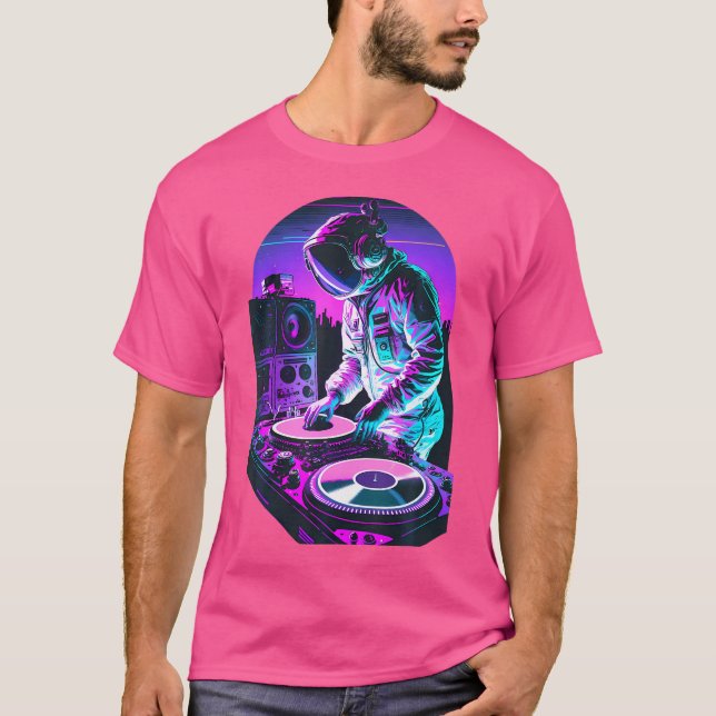 Astronaut DJ Djing im Weltraum EDM Cool Graphic Va T-Shirt (Vorderseite)