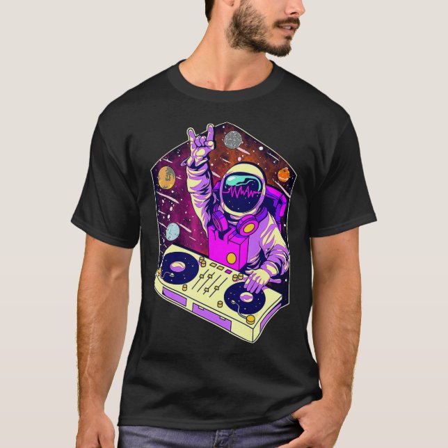 Astronaut DJ Music Psychedelic Psytrance Techno T-Shirt (Vorderseite)