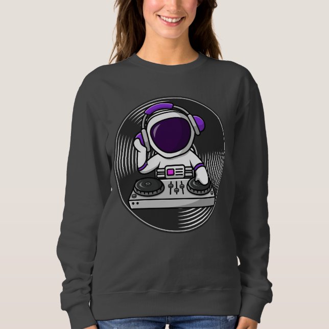 Astronaut DJ Niedlich Space Music Design Sweatshirt (Vorderseite)