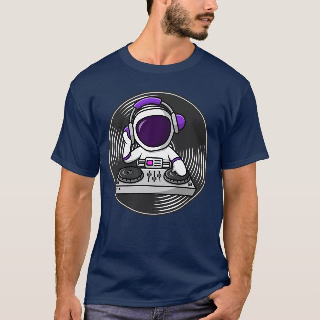 Astronaut DJ Niedlich Space Music Design T-Shirt (Vorderseite)