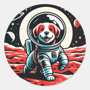Astronaut Dog - Weltraumabenteuer der kosmischen K Runder Aufkleber