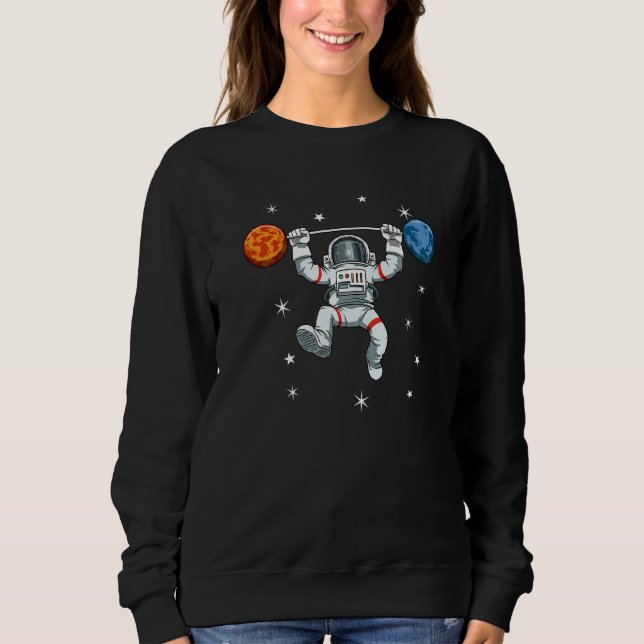Astronaut dumbbell bar planet Premium Sweatshirt (Vorderseite)
