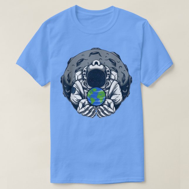 Astronaut Earth Moon Solar System Space Planets Fu T-Shirt (Design vorne)