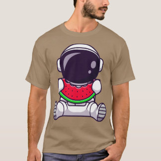 Astronaut Eating Watermelon Frucht Cartoon T-Shirt
