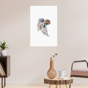Astronaut, einfache Ein-Linien-Kunst, kontinuierli Poster