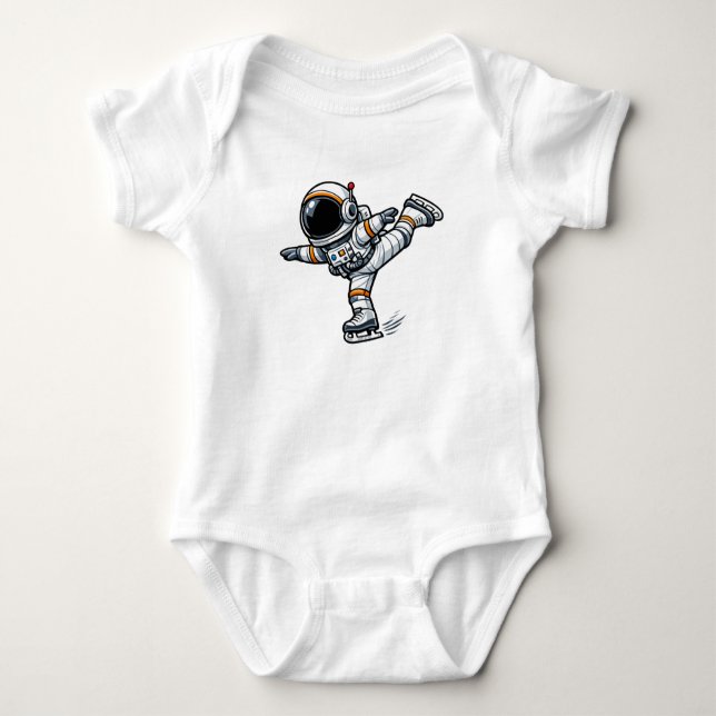 Astronaut Eiskunstlauf Baby Strampler (Vorderseite)