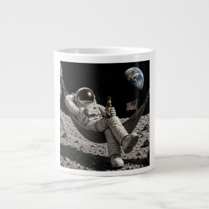 Astronaut entspannt mit Bier auf dem Mond Jumbo-Tasse