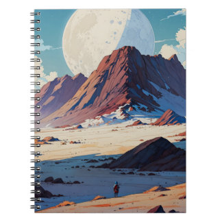 Astronaut erforscht ein riesiges Desert-Notebook a Notizblock