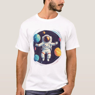 Astronaut erforscht farbiges Sonnensystem T-Shirt