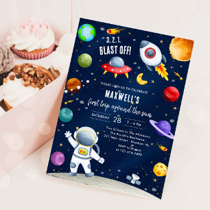 Astronaut erste Reise um die Sonne 1. Geburtstag Einladung