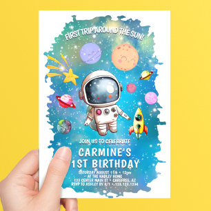 Astronaut Erster Trip um die Sonne 1. Geburtstag Einladung