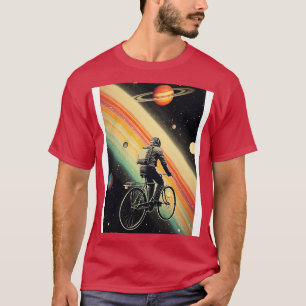 Astronaut Fahrrad fahren im Weltraum Vintage Kunst T-Shirt