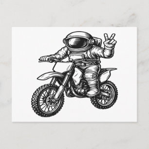 Astronaut fährt Dirt Bike Feiertagspostkarte