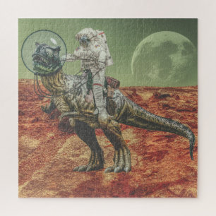 Astronaut fährt eine T-Rex auf Mars Puzzle