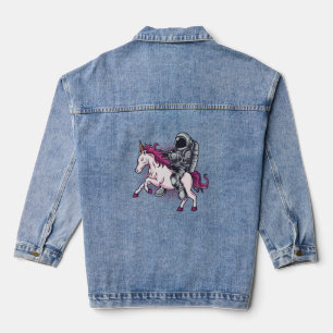 Astronaut fährt einen rosa Einhorn-T - Shirt Hat1 Jeansjacke
