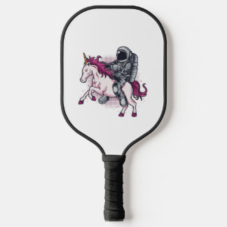 Astronaut fährt einen rosa Einhorn-T - Shirt Hat1 Pickleball Schläger