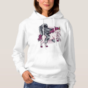 Astronaut fährt einen rosa Einhorn-T - Shirt-Hut Hoodie