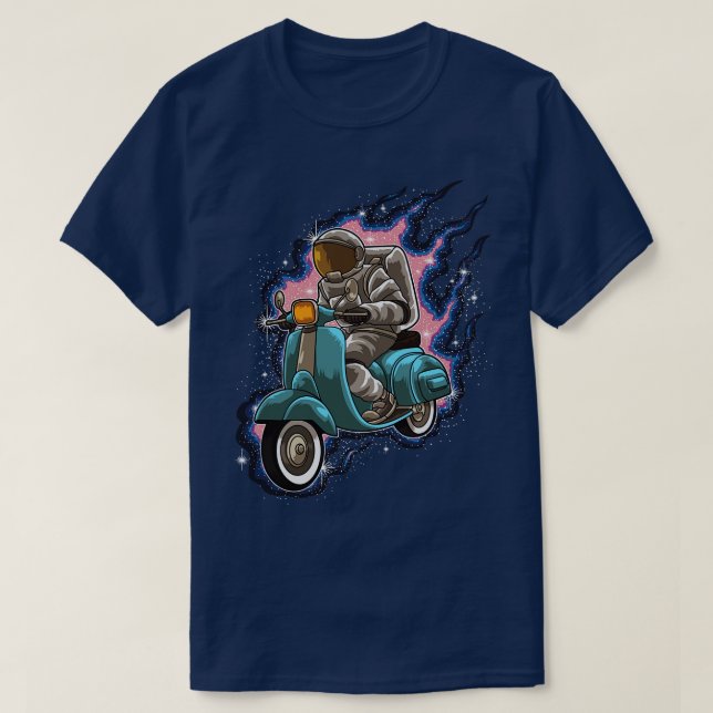 Astronaut fährt einen Scooter Galaxy Universe Stre T-Shirt (Design vorne)