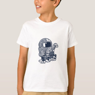 Astronaut fährt Mond-Rover Cartoon-T-Shirt T-Shirt