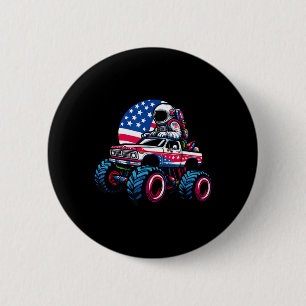 Astronaut fährt Monstertruck 4. Juli Button
