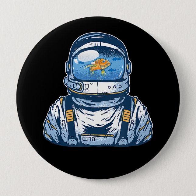 Astronaut Fishbowl Helmet Goldfish Spaceman Anzug Button (Vorderseite)