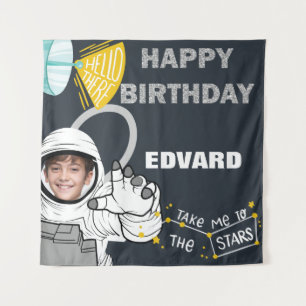 Astronaut Foto Happy Birthday Tapisserie Wandteppich