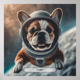 Astronaut Französische Bulldogge Weltraum-Kinderzi Poster