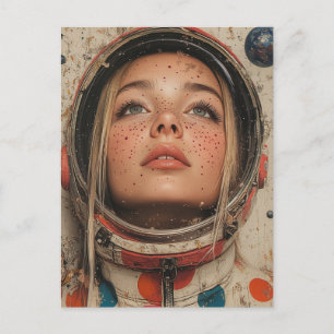 Astronaut Frau Postkarte
