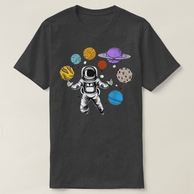 Astronaut Funny Planets Sonnensystem T-Shirt (Design vorne)