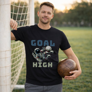 Astronaut Fußball Fahrrad Tritt Ziel Hoch T-Shirt