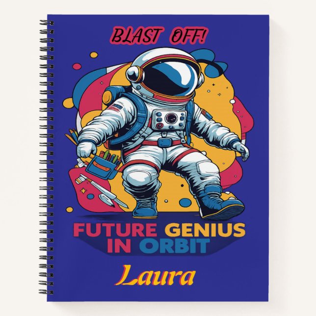 Astronaut  Future Genius in der Umlaufbahn Notizbuch (Vorderseite)