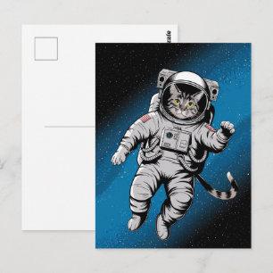 Astronaut Galaxie Planet Weltraum Katze Kätzchen K Postkarte