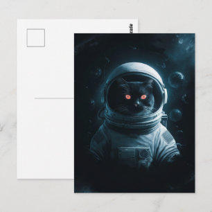 Astronaut Galaxie Planet Weltraum Katze Kätzchen Postkarte