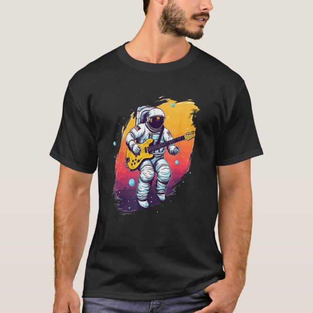 Astronaut Galaxy Space Music Guitar T-Shirt (Vorderseite)