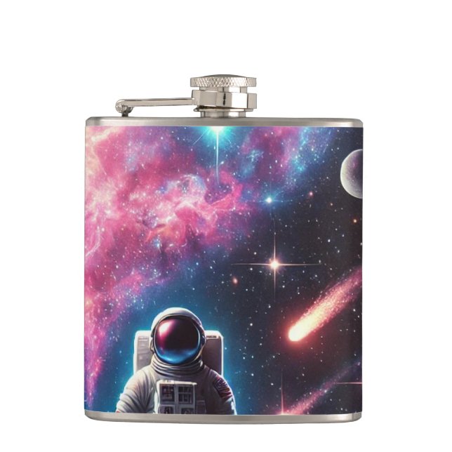 Astronaut Galaxy Vinyl Flask Flachmann (Vorderseite)