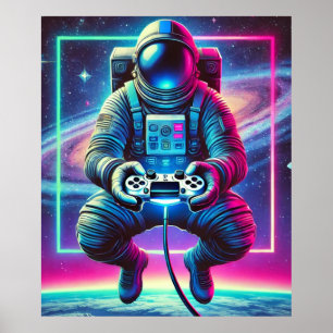 Astronaut Gamer Poster