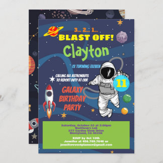 Astronaut Geburtstagsgalaxie Kind Einladung