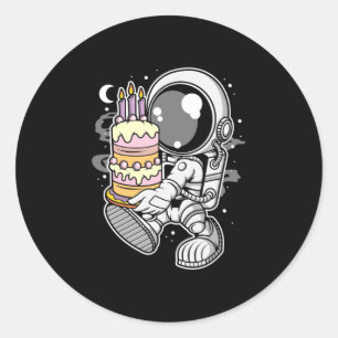 Astronaut Geburtstagskuchen Runder Aufkleber