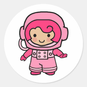 Astronaut Girl Runder Aufkleber