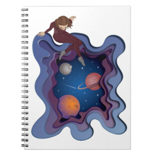 Astronaut Girl Space Gazing Notizblock