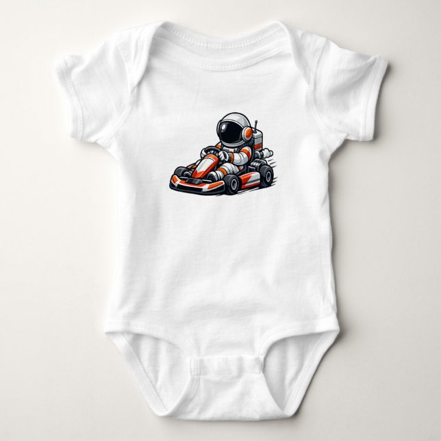 Astronaut Go-Kart Baby Strampler (Vorderseite)