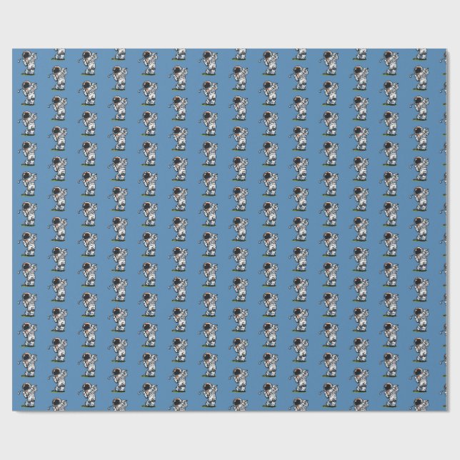 Astronaut Golf Geschenkpapier (Flach)
