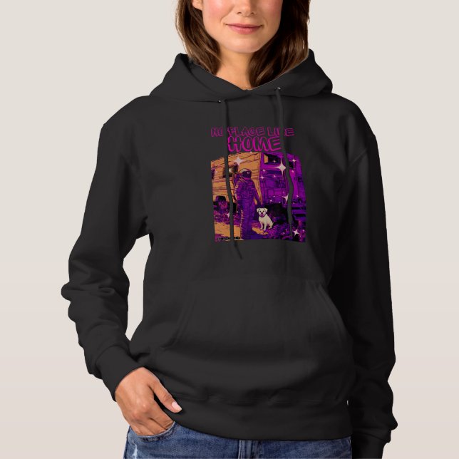 Astronaut Graphic With Dog  No Place Like Home Coo Hoodie (Vorderseite)