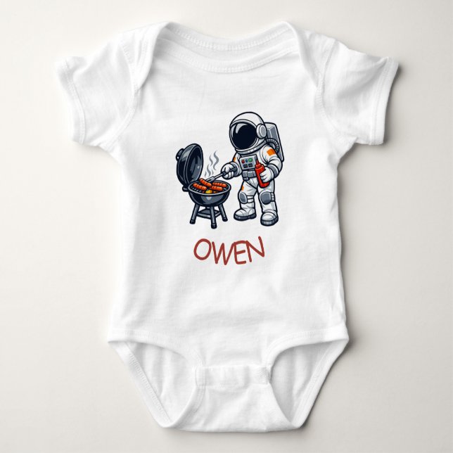 Astronaut Grillend Baby Strampler (Vorderseite)