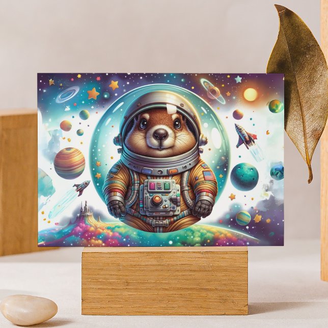 Astronaut Groundhog Postkarte (Von Creator hochgeladen)